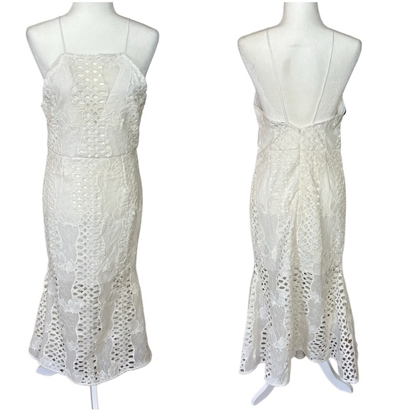 Endless Rose White Strappy Back Halter Neck Lace Mermaid Bodycon Dress NWT Large - Picture 1 of 10